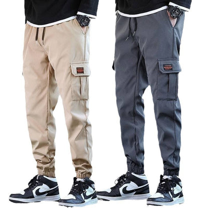 Men's Loose All-match Multi-pocket Wear-resistant Solid Color Ankle Banded Working Pants