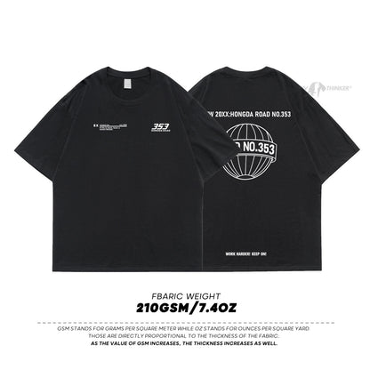 Letter Print Men's Loose-fitting Casual Short-sleeve