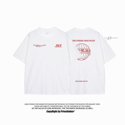 Letter Print Men's Loose-fitting Casual Short-sleeve