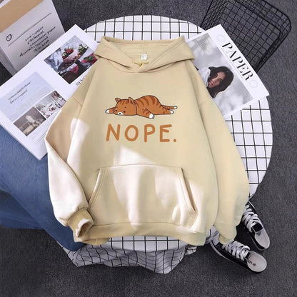 New Autumnwinter Cat-print Fleece Hoodiessoothing And Cozy