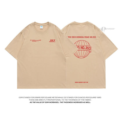 Letter Print Men's Loose-fitting Casual Short-sleeve