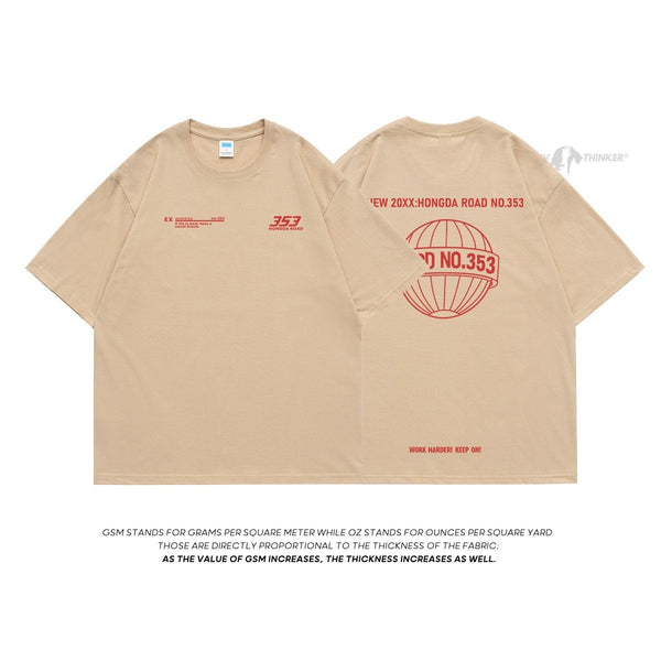 Letter Print Men's Loose-fitting Casual Short-sleeve